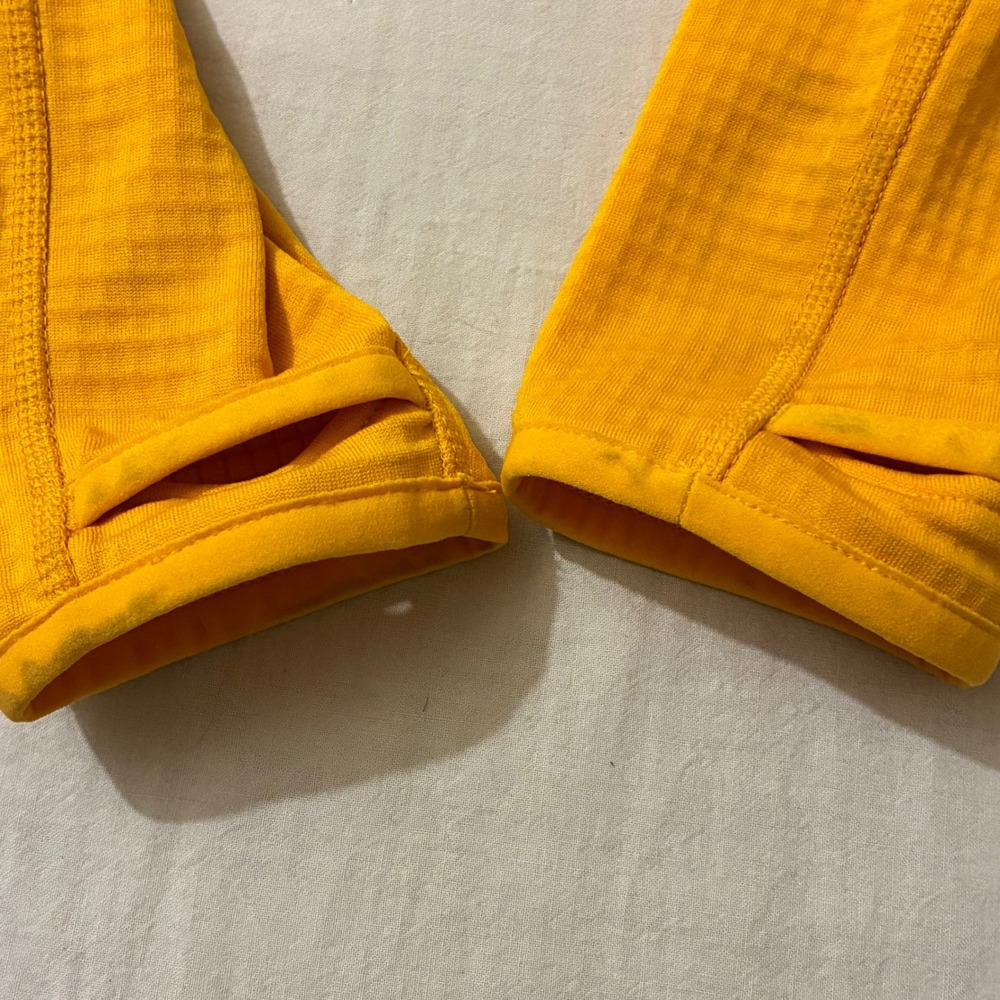 Marmot SIze Medium Yellow Full Zip Grid Fleece Jacket Mock Neck Hiking Outdoors - Picture 11 of 12